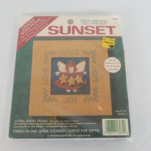 Sunset Joyful Angel Frame Kit Felt Applique Size 5" x 5" Vintage 1995 Dimensions